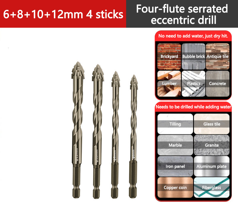 🔥2025 Hot Sale🔥Hög kvalitet 4-Flute Serrated Eccentric Drill Bit Set