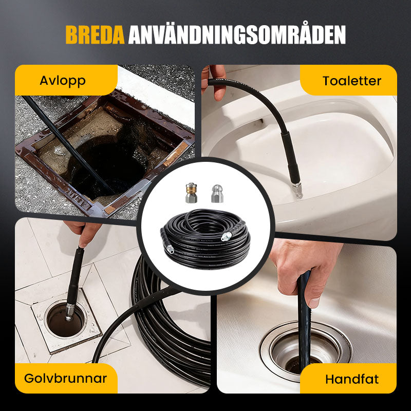 💦 69 % RABATT OMEDELBART! 🚿 5800PSI avloppsrensningssats – högtrycksmunstycke och slang för igensatta avlopp/rör, kompatibel med de flesta högtryckstvättar 🔧📦
