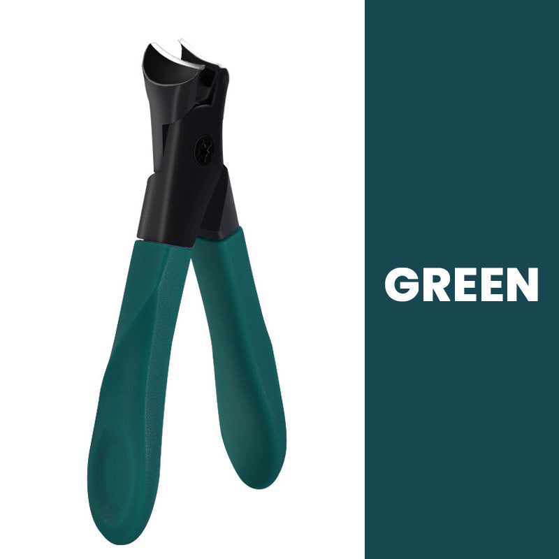 Vinklad nagelklippare med bred mun -- stänkskyddad och kraftig